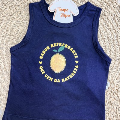 Conj. Regata Sabor Refrescante e Short - Marinho e Amarelo